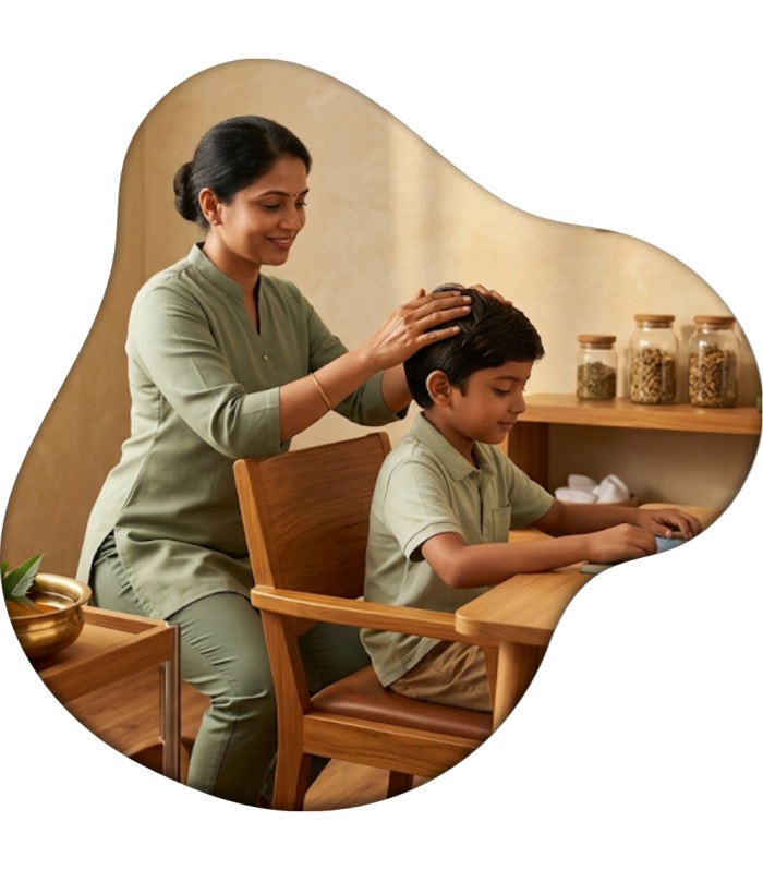 Child-friendly Ayurvedic treatment support for learning difficulties at Nivera Ayur Care