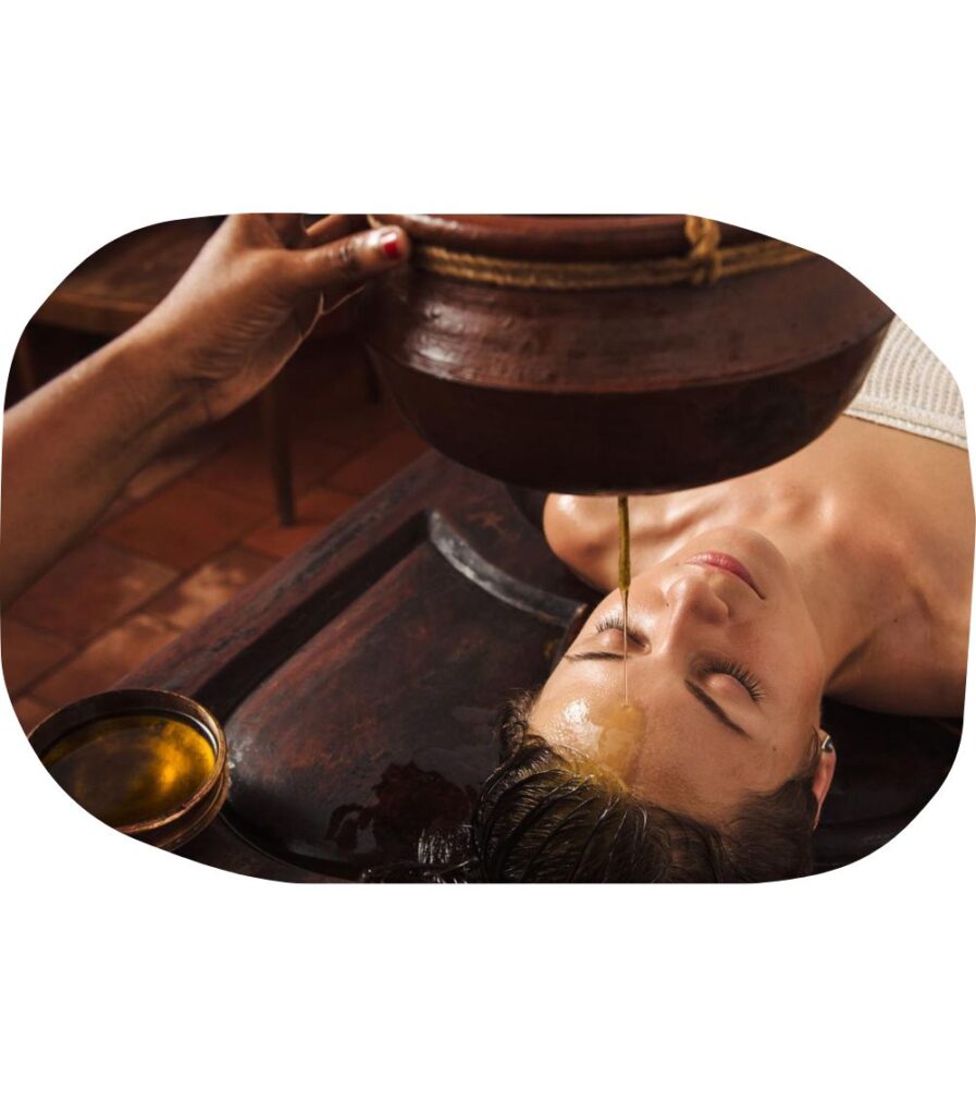 Ayurveda head massage therapy with medicated oil for relaxation and neurological support