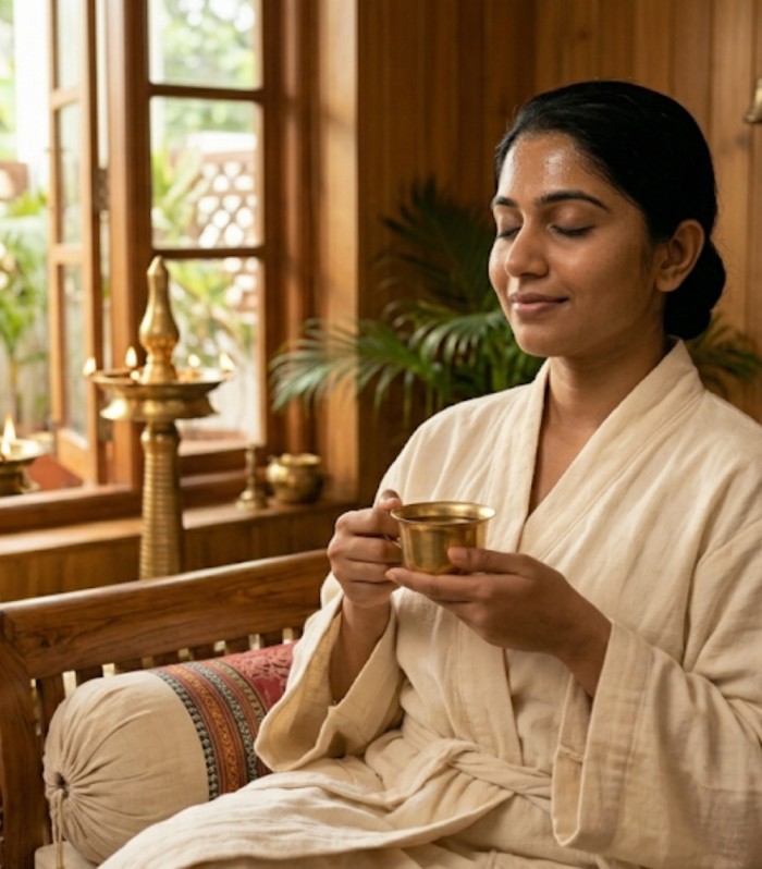 Benefits of Ksheeradhara Ayurveda therapy for stress relief, sleep improvement and mental wellness in Kochi.
