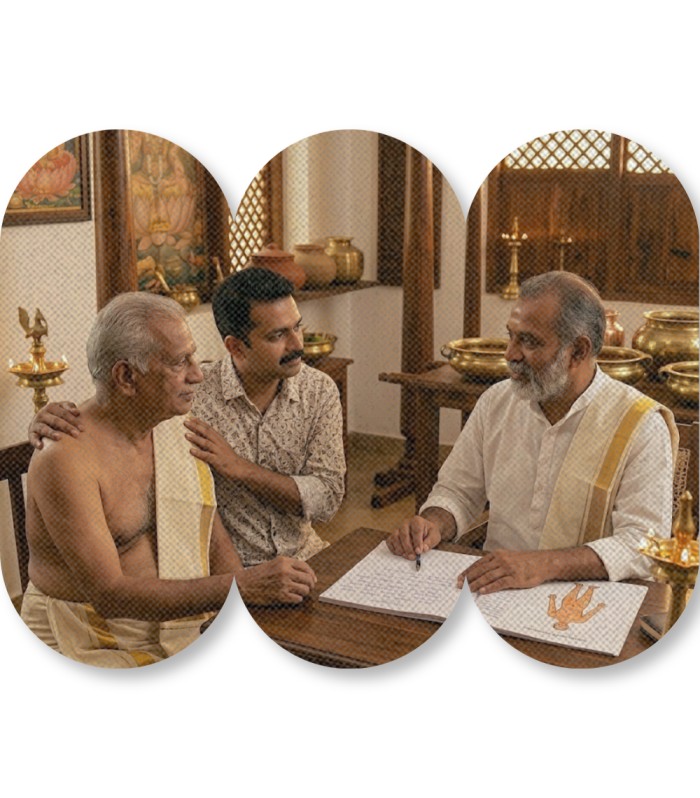 Family consultation before Pizhichil stroke rehabilitation therapy at Nivera Ayur Care Kochi Kerala
