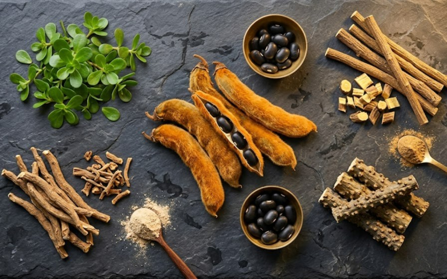 Neuro-regenerative Rasayana herbs — Kapikacchu, Brahmi, Ashwagandha used at Nivera Ayur Care for neurological conditions