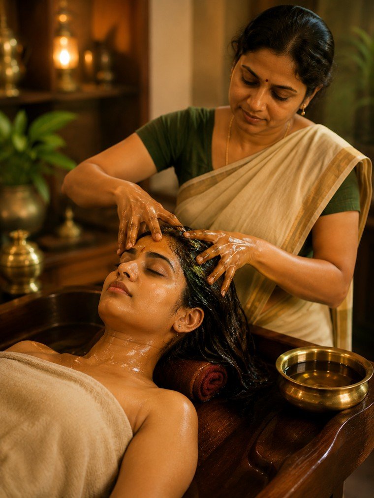 Kerala hair Shirodhara therapy