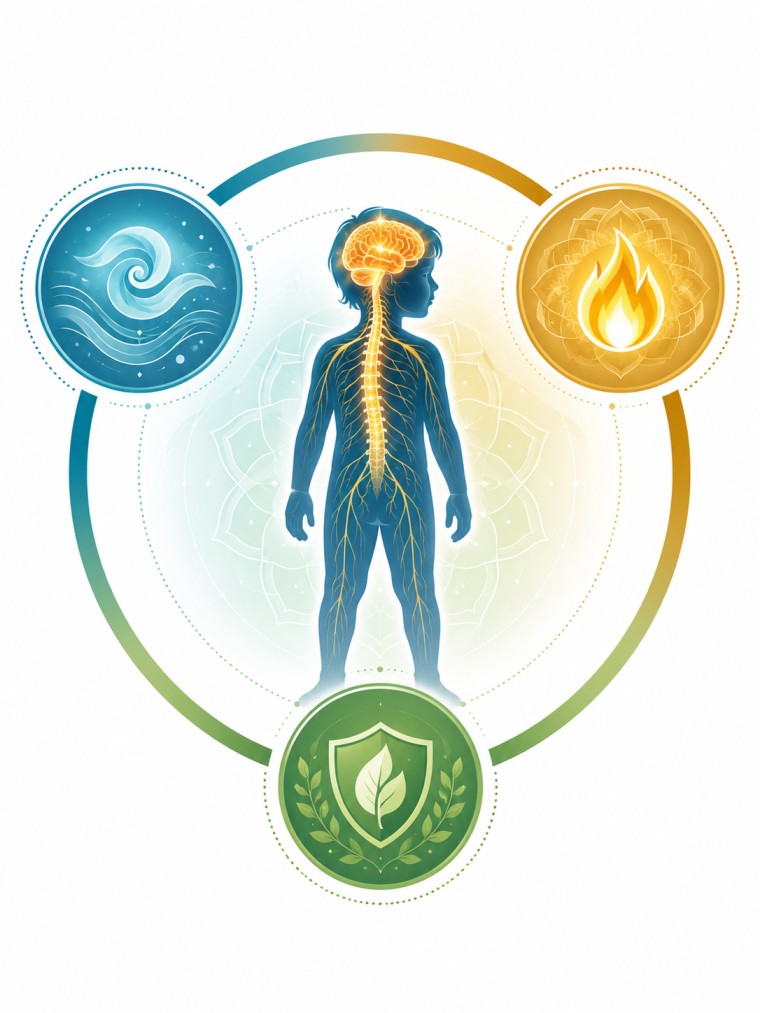Kaumarabhritya Ayurvedic paediatrics — Vata Pitta Kapha balance for child neurological development